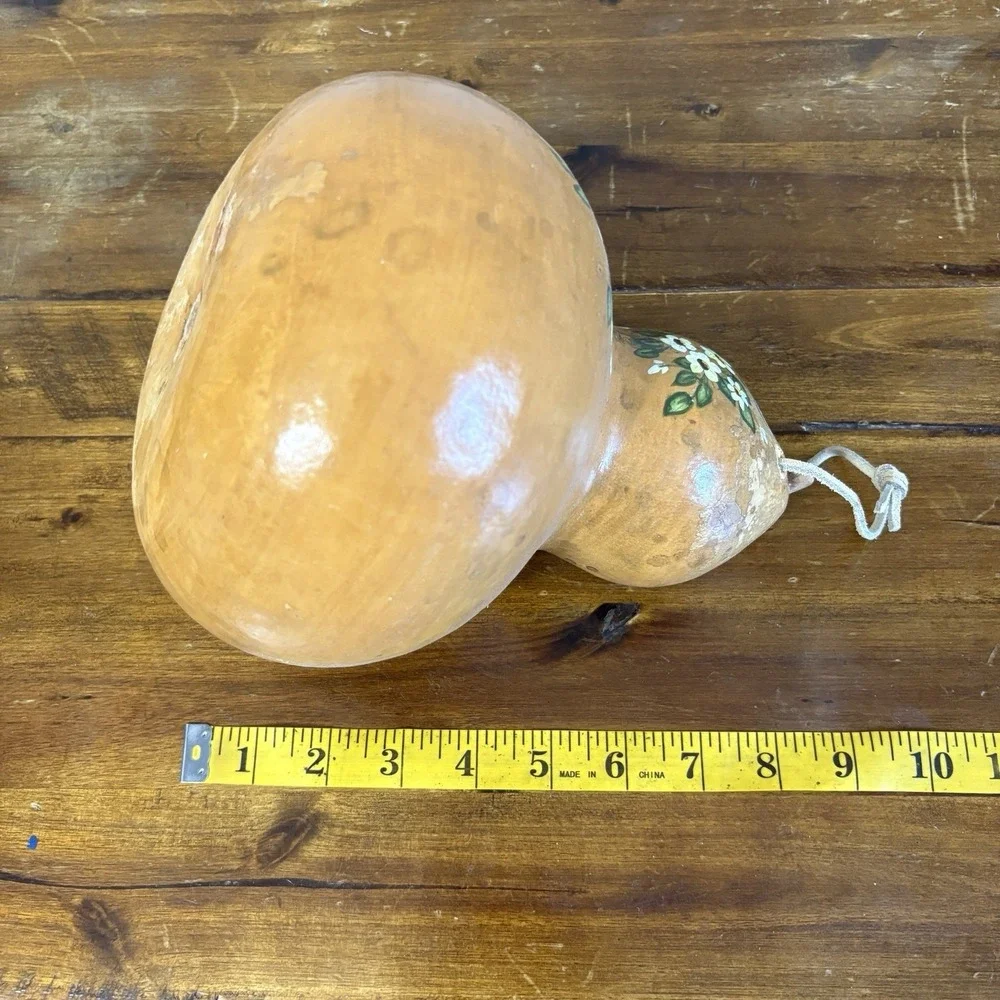 Vintage Hand Painted Gourd Bird House Hanging Floral Folk Art Garden Party